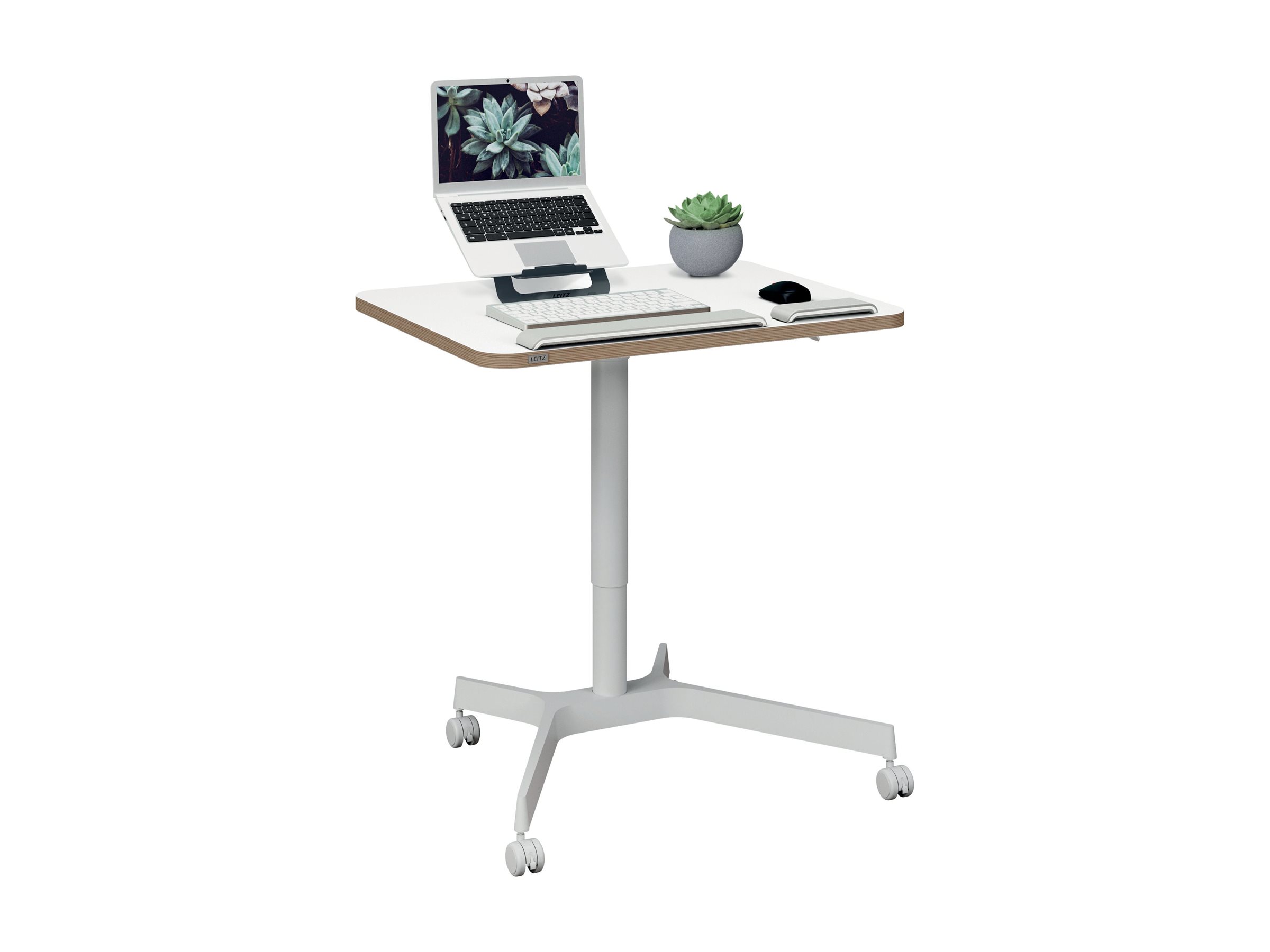 LEITZ Ergo hoehenverstellbarer Schreibtisch weiss rechteckig, 4-Fuss-Gestell weiss 80,0 x 60,0 cm LEITZ Ergo hoehenverstellbarer Schreibtisch weiss rechteckig, 4-Fuss-Gestell weiss 80,0 x 60,0 cm