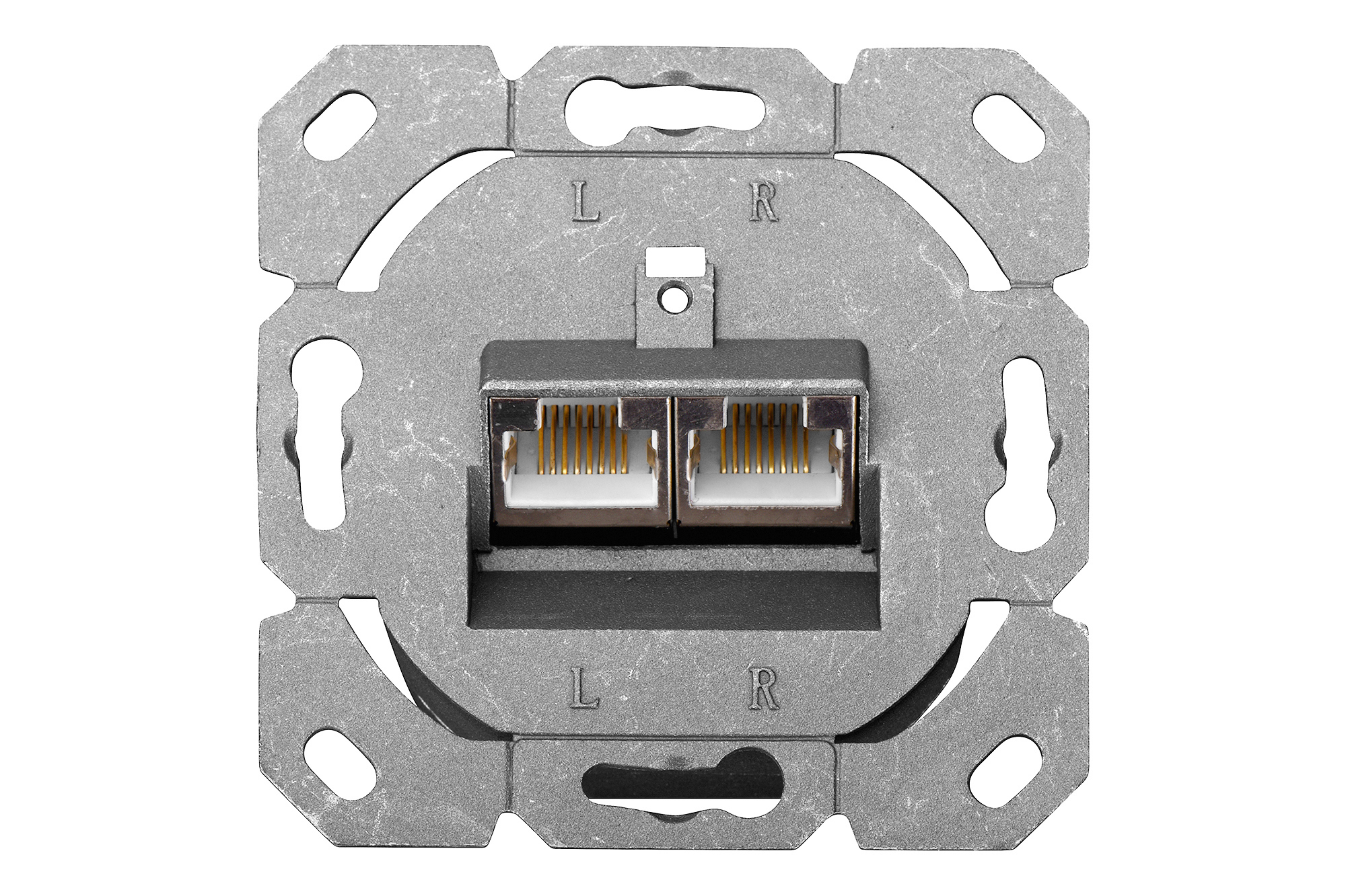 DIGITUS Aufputz Datenanschlussdose 2xRJ45 40 Grad Buchsenwinkel weiss Cat6 voll geschirmt RAL 9010