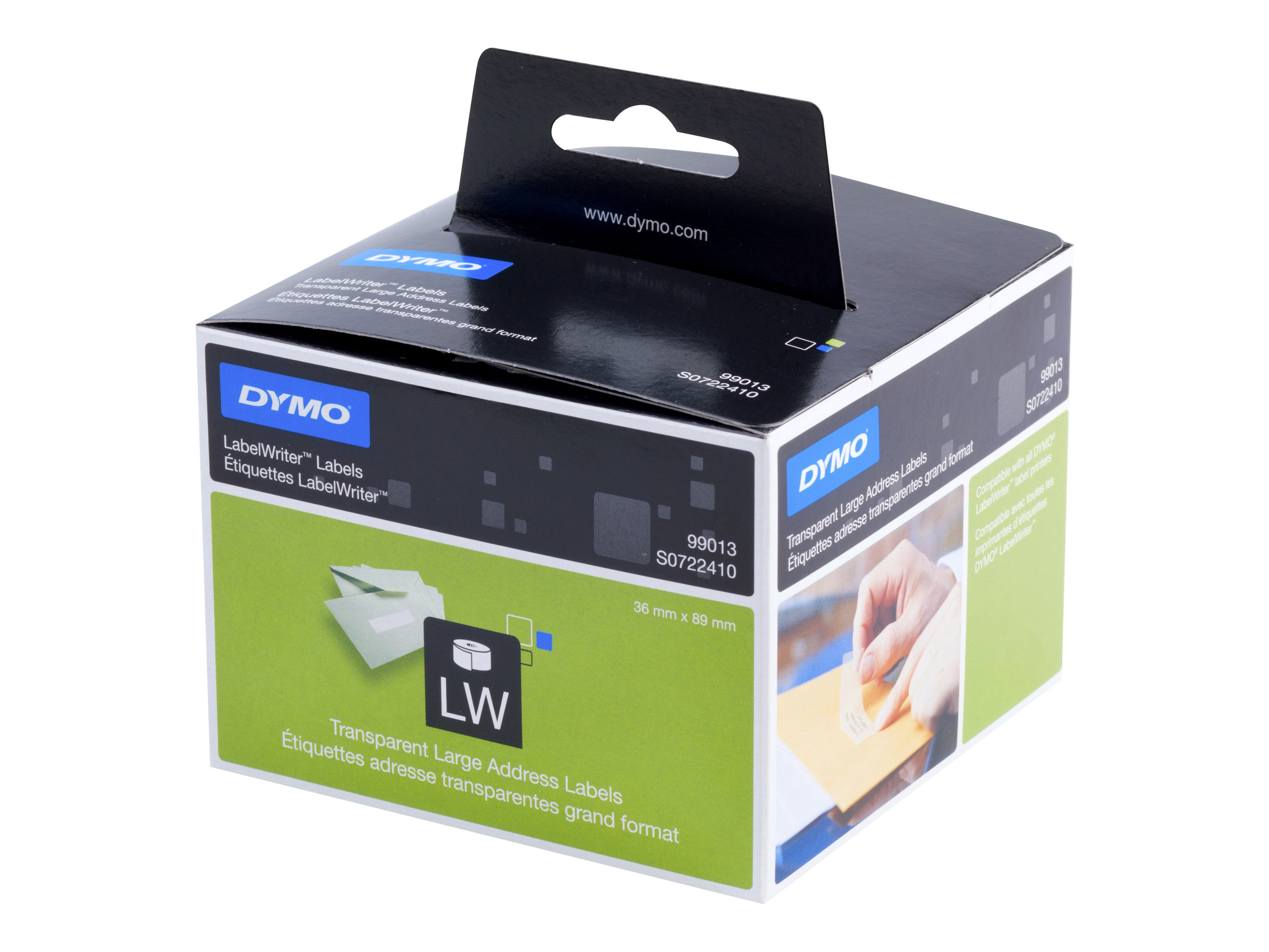 DYMO Etikettenrolle fÃ¼r Etikettendrucker S0722410 transparent, 36,0 x 89,0 mm, 1 x 260 Etiketten