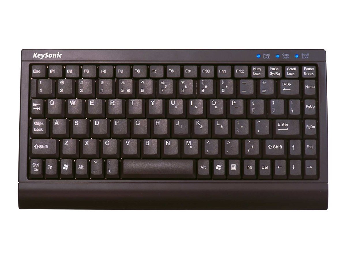 KEYSONIC ACK-595C+  Mini-Tastatur schwarz in flacher Bauform geringe Abmessungen Soft-Touch-Membrantechnologie Status-LEDs (DE)