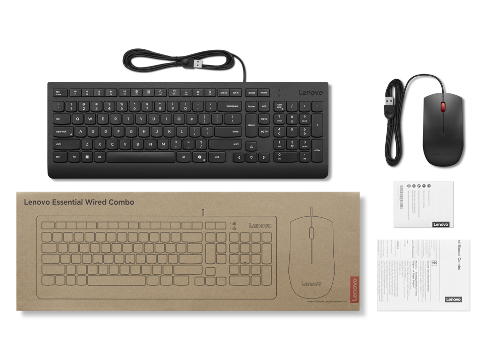 Lenovo Essential TAS+Maus Wired USB-A