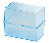 HAN A8 Karteikasten DIN A8 fuer 300 Karteikarten blautransparent mit Deckel