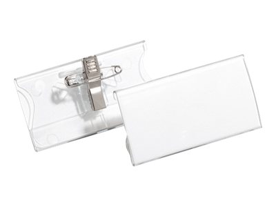 25 DURABLE Namensschilder mit Kombiklemme 7,5 x 4,0 cm