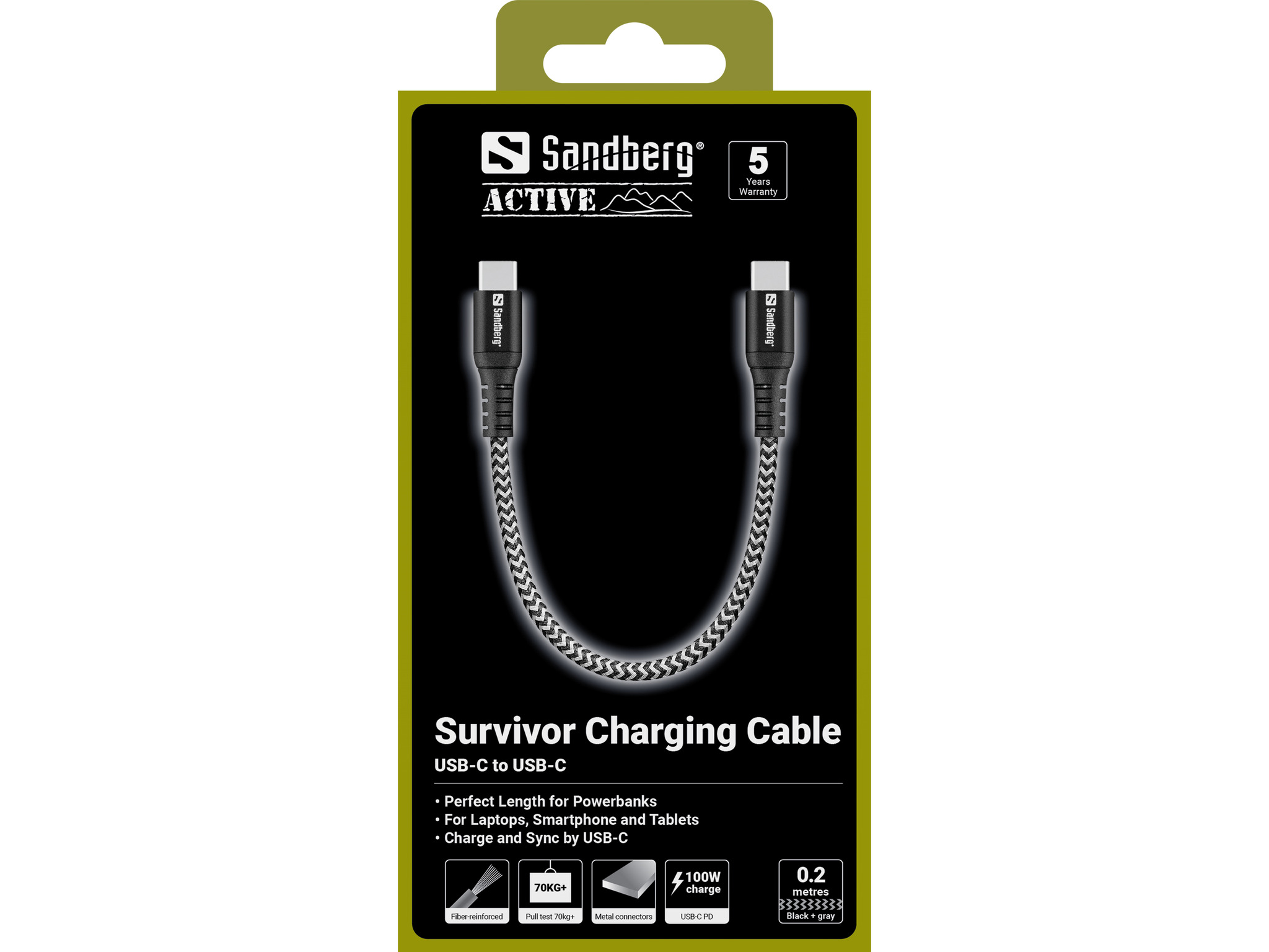 SANDBERG Survivor USB-C Kabel 0.2M 100W