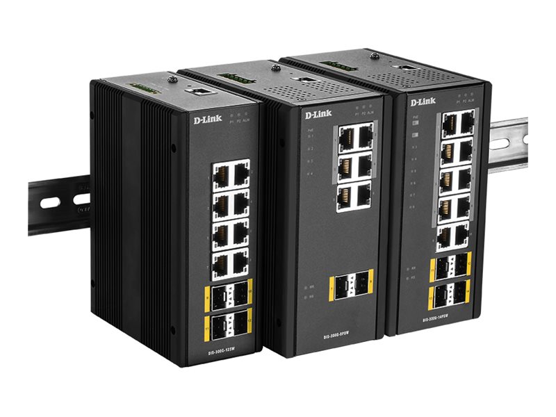 D-LINK DIS-300G-12SW 12-Port Industrie Gigabit Managed Switch 8x 10/100/1000Base 4x 100/1000Base SFP IP30 NEMA?TS2 Section 2