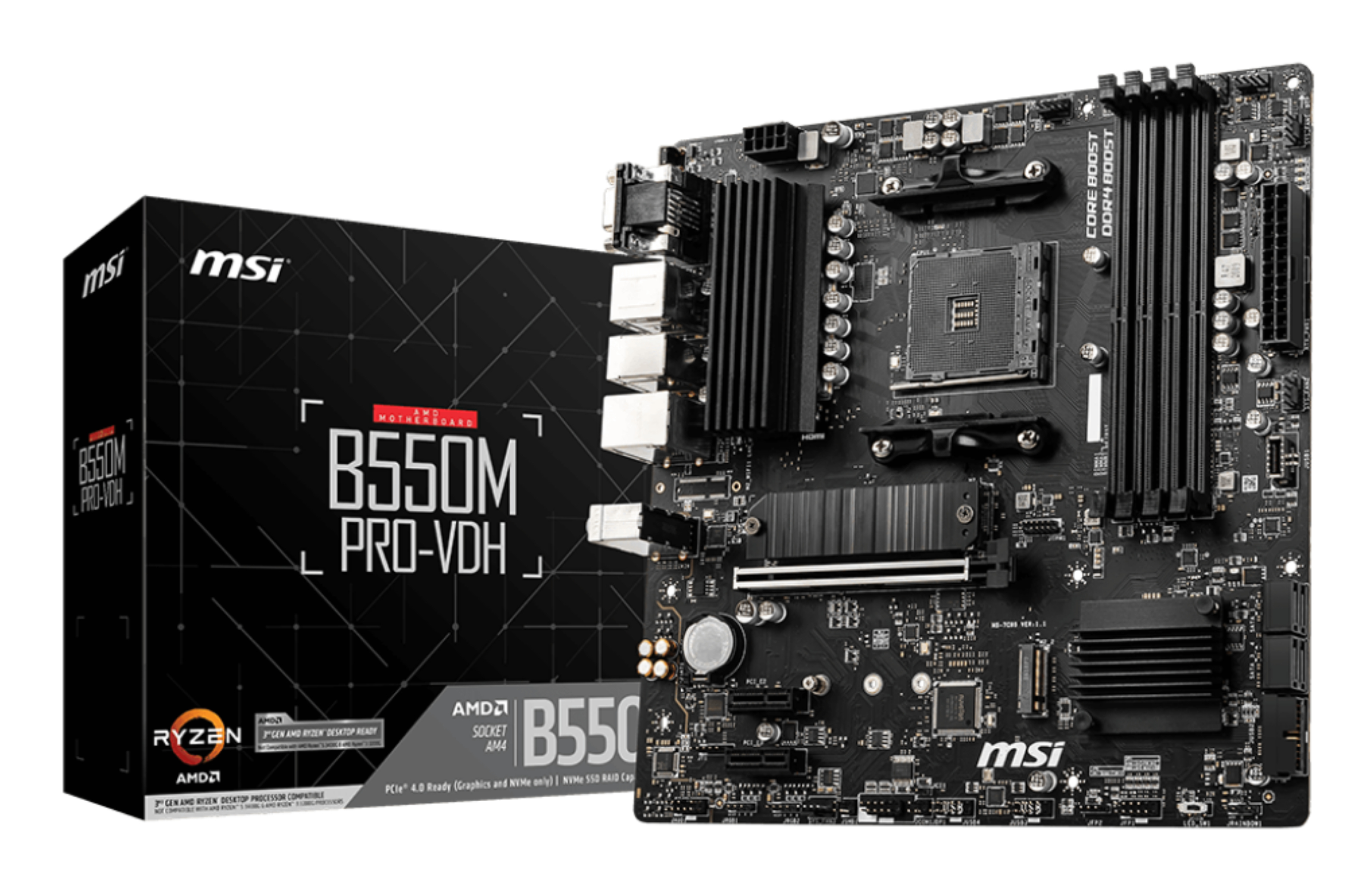 MSI B550M PROVDH AM4 mATX M2 Port PCIe 30x4 NVMe
