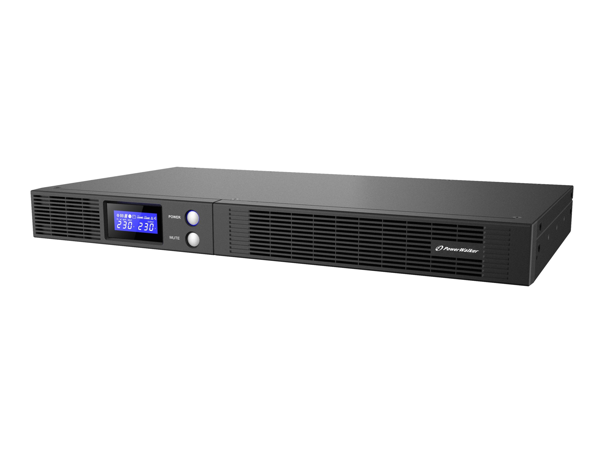 POWERWALKER VI 1000 R1U 1000VA / 600W Line-Interactive USV 1HE Rack AVR LCD Reine Sinuswelle SNMP Slot
