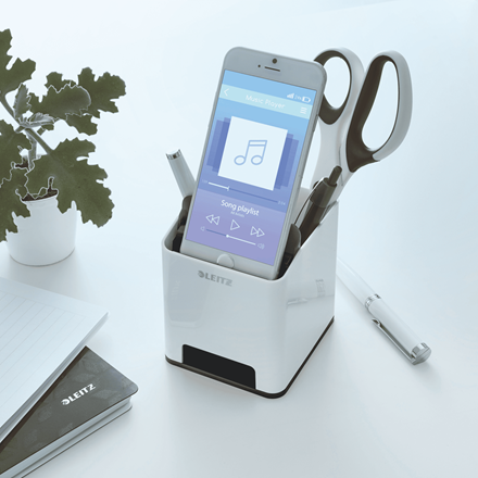 LEITZ Stiftehalter WOW Duo Colour perlweissschwarz Polystyrol 2 Faecher 9,0 x 10,1 x 10,0 cm