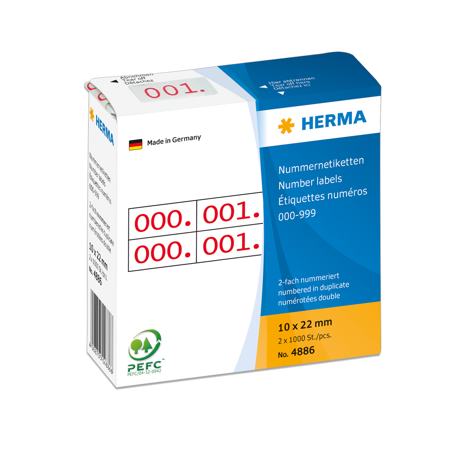 HERMA Klebenummern 4886 Zahlen, rot 22,0 x 10,0 mm, 2x1.000 Etiketten HERMA Klebenummern 4886 Zahlen, rot 22,0 x 10,0 mm, 2x1.000 Etiketten