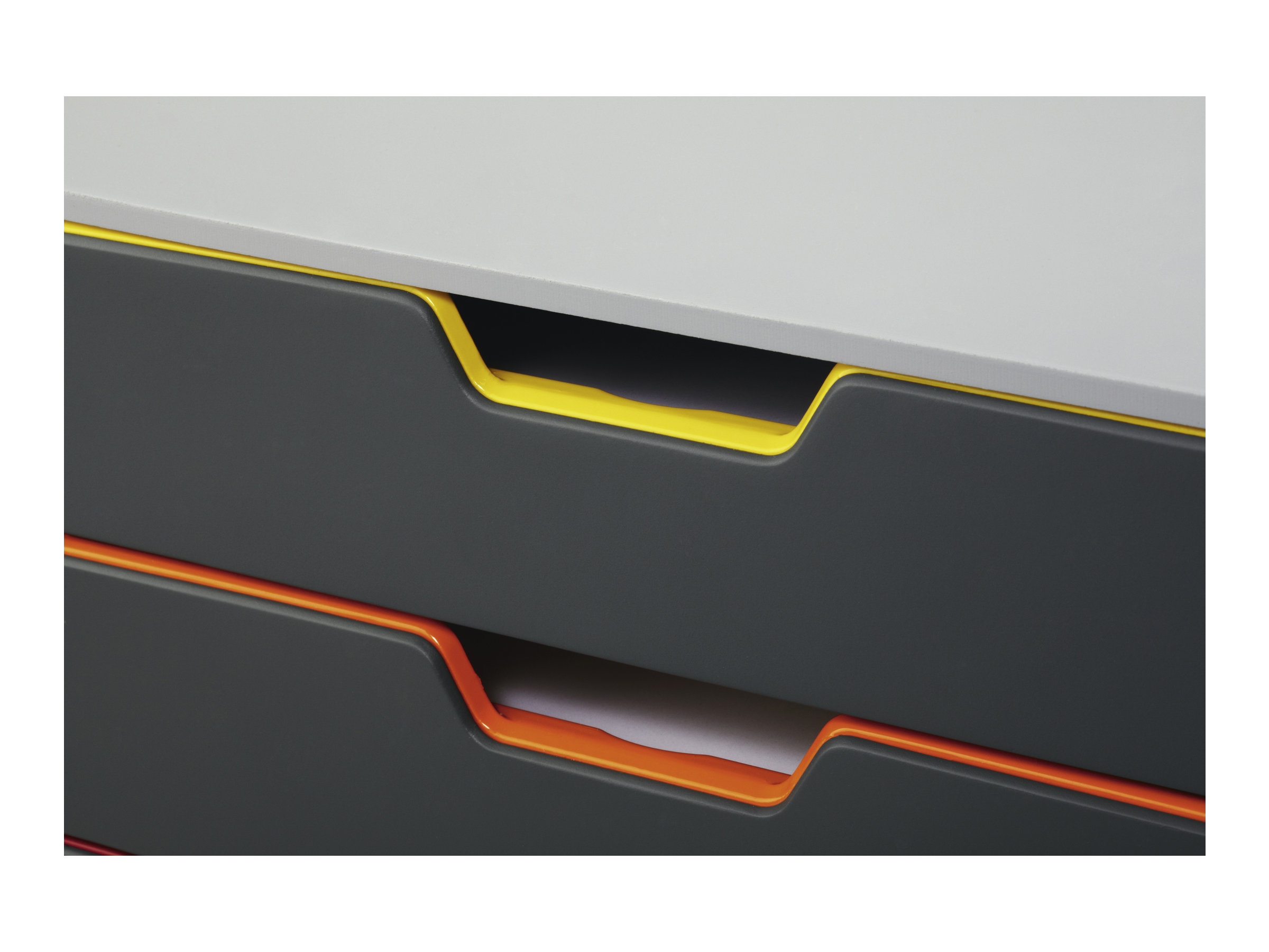 DURABLE Schubladenbox VARICOLOR®  dunkelgrau mit bunten Farblinien 760527, DIN C4 mit 5 Schubladen