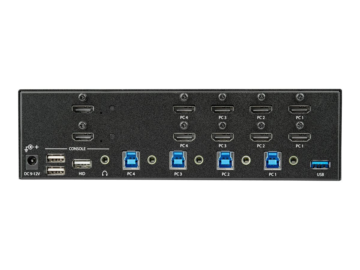 StarTech.com KVM Switch HDMI 4 Port - 4K 30 Hz - KVM Extender für HDMI - KVM HDMI Umschalter - KVM-/Audio-/USB-Switch - 4 Anschlüsse - an Rack montierbar