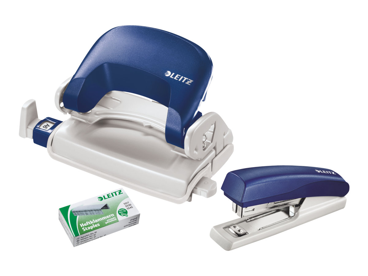 LEITZ Locher und Heftgeraete Set NeXXt 5058 und 5517 Mini blau LEITZ Locher und Heftgeraete Set NeXXt 5058 und 5517 Mini blau