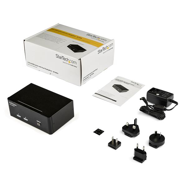 STARTECHCOM DisplayPort KVM Switch 2 Port DualDisplay 4k 60hz USB Hub Audio and Microphone