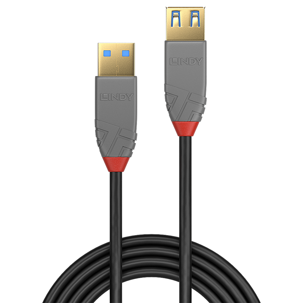 LINDY 0,5m USB 30 Typ A Verlaengerungskabel A male female Anthra Line