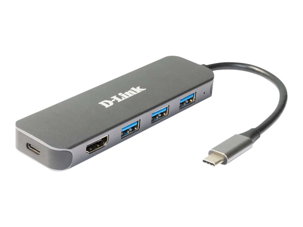 D-LINK DUB-2333 5-in-1 USB-C Hub mit HDMI/Power Delivery 3x USB-A 3.0 SuperSpeed 1x HDMI 1x USB-C Thunderbolt 3 60W