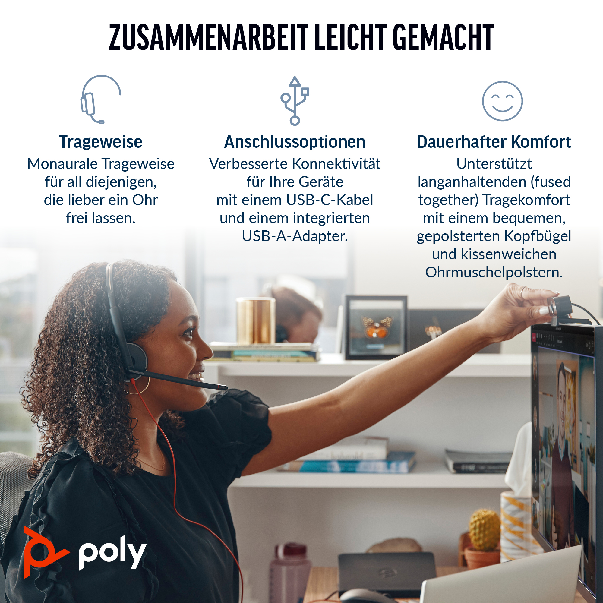 Poly Headset Blackwire C3310M Mono USBCA Teams