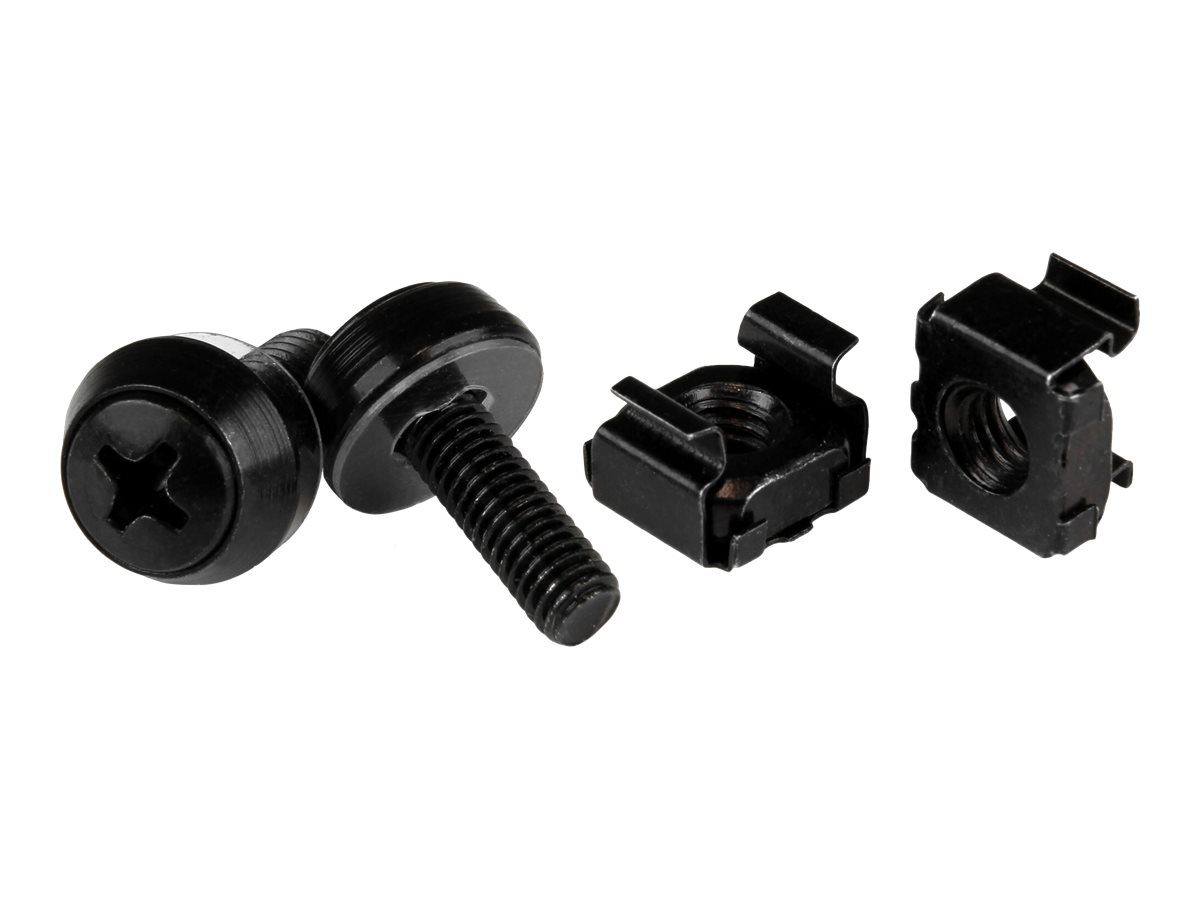 STARTECH.COM 10-32 Server Rack Schrauben und Muttern - 50 Stück - Schwarz - Käfigmuttern - TAA konform