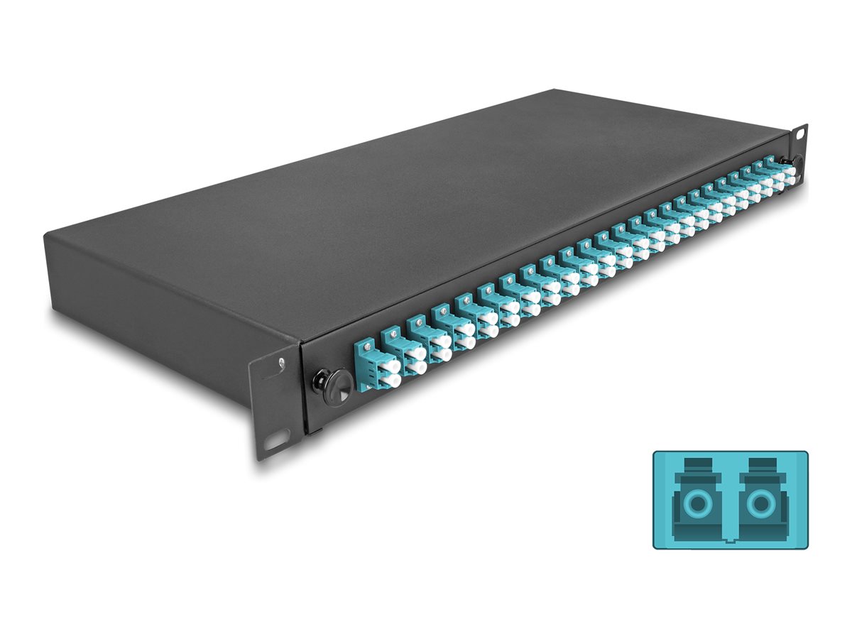19 LWL Spleissbox 24 x LC Duplex OM3 1HE komplett bestueckt