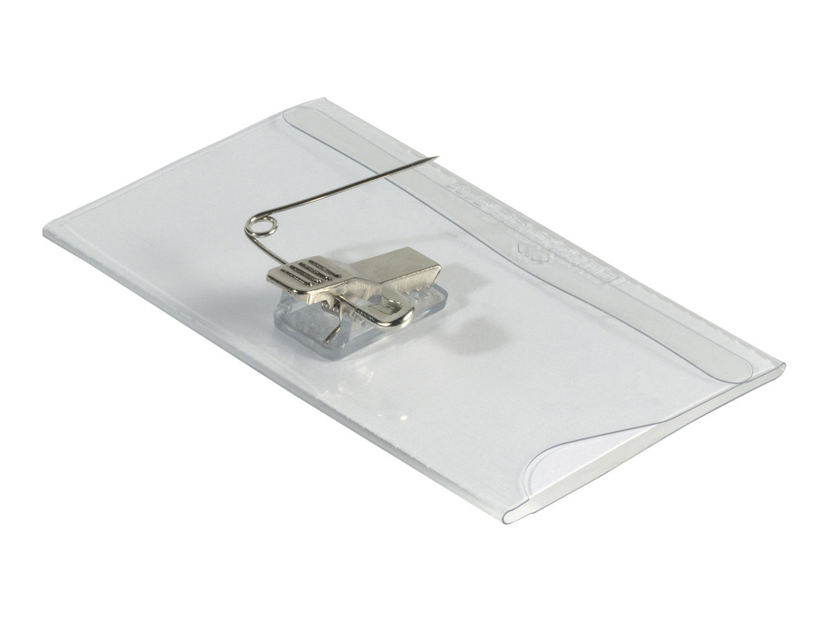 50 DURABLE Namensschilder mit Kombiklemme 9,0 x 5,4 cm
