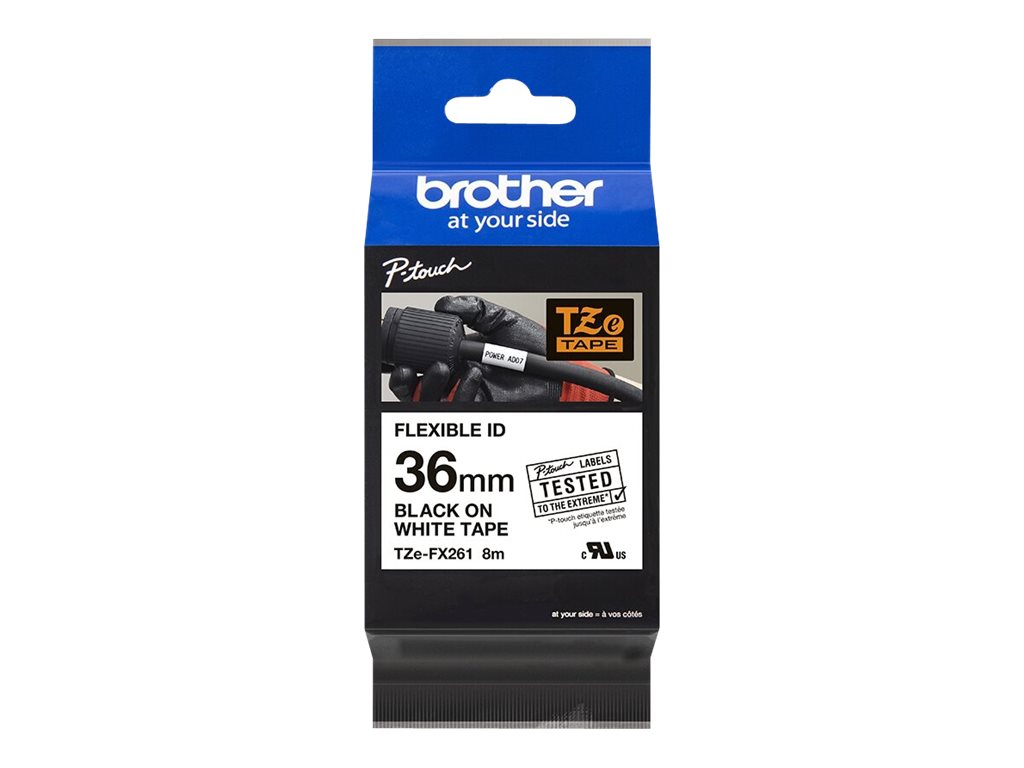 BROTHER P-Touch TZE-FX261 schwarz auf weiss 36mm