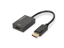DIGITUS DisplayPort Adapterkabel DP HDMI Typ A StBu 0,2m mSicherung HDMI Ver 20 aktiv CE gold sw