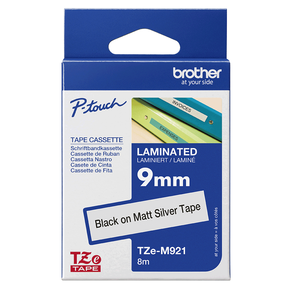 Brother TZe-M921 Schwarz auf Silber matt