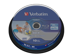 Bluray Verbatim 6x 25GB 10pcs IJP 10 Pack Spindle