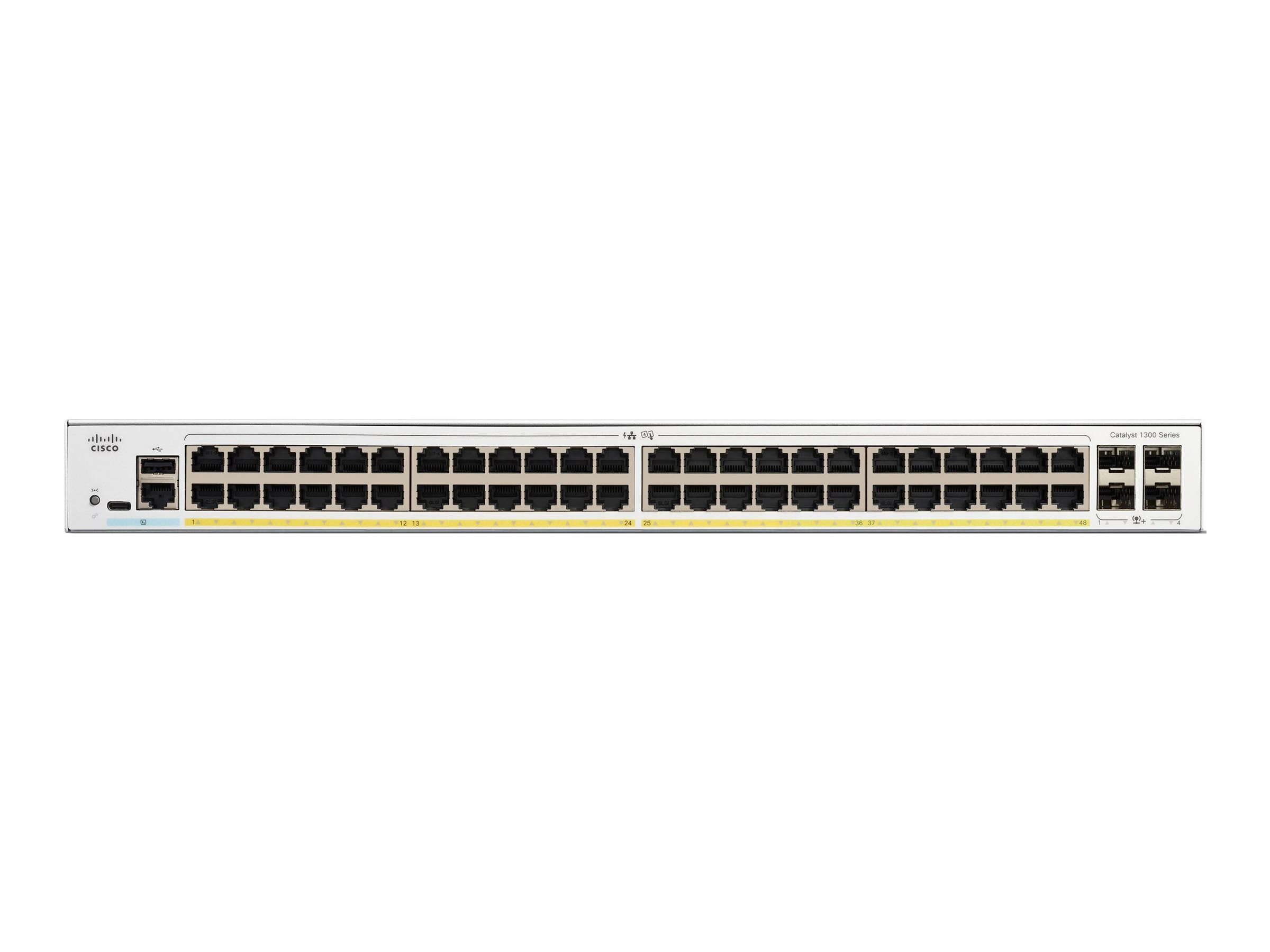 CISCO Catalyst 1300 48-Port Switch / PoE+ with 370W power budget / 4 x 10G SFP+ Uplinks
