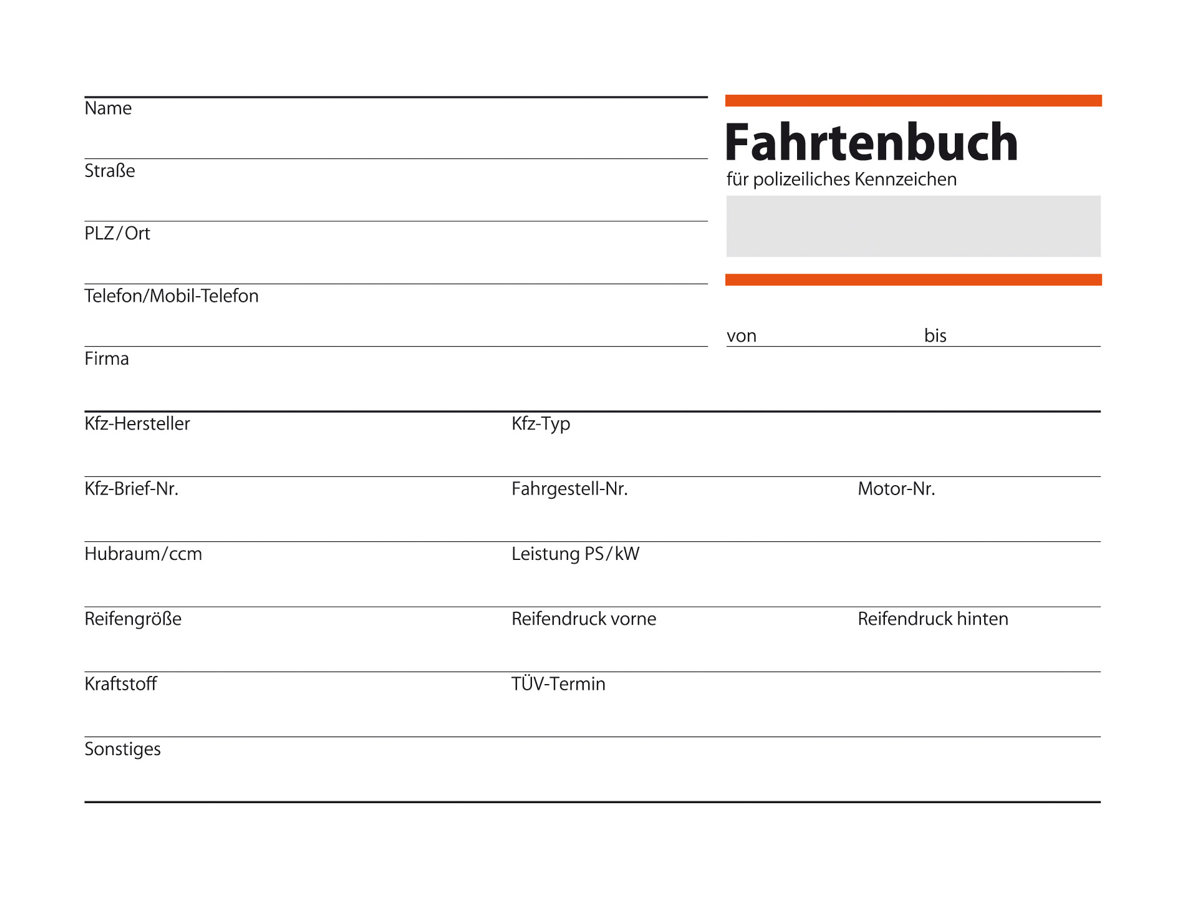 SIGEL Fahrtenbuch, Pkw mit Kraftstoffverbrauch Formularbuch FA614, 1 St