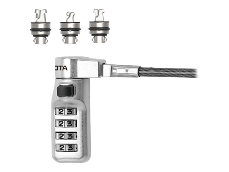 DICOTA Universal Security Cable Lock 3 Wechselköpfe für alle Steckplatzkombinationen