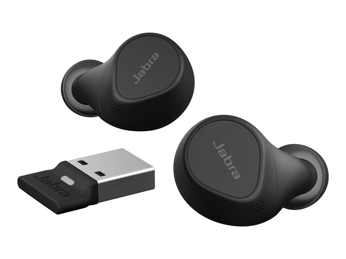 JABRA Evolve2 Buds MS True wireless earphones with mic in-ear Bluetooth active noise cancelling USB-A via BT adapter black MS Te
