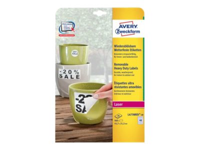 960 AVERY Zweckform wetterfeste Folienetiketten L4778REV-20 weiss 45,7 x 21,2 mm 960 AVERY Zweckform wetterfeste Folienetiketten L4778REV-20 weiss 45,7 x 21,2 mm