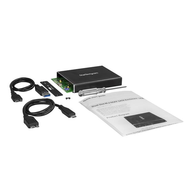 STARTECHCOM SSD Festplattengehaeuse fuer zwei M2 Festplatten USB 31 Type C NGFF USB C Kabel USB 31 Case zu 2x M2 Adapter