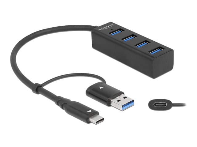 DELOCK 4 Port USB 32 Gen 1 Hub mit USB TypeC oder USB TypA Anschluss