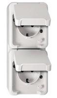 Merten Schuko-Doppelsteckdose Aquastar MEG23288019 senkrecht mit BRS polarweiß Merten Schuko-Doppelsteckdose Aquastar MEG23288019 senkrecht mit BRS polarweiß