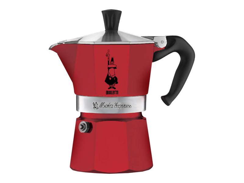 Bialetti Moka Express Rot, Espressokocher fuer 3 Tassen Bialetti Moka Express Rot, Espressokocher fuer 3 Tassen