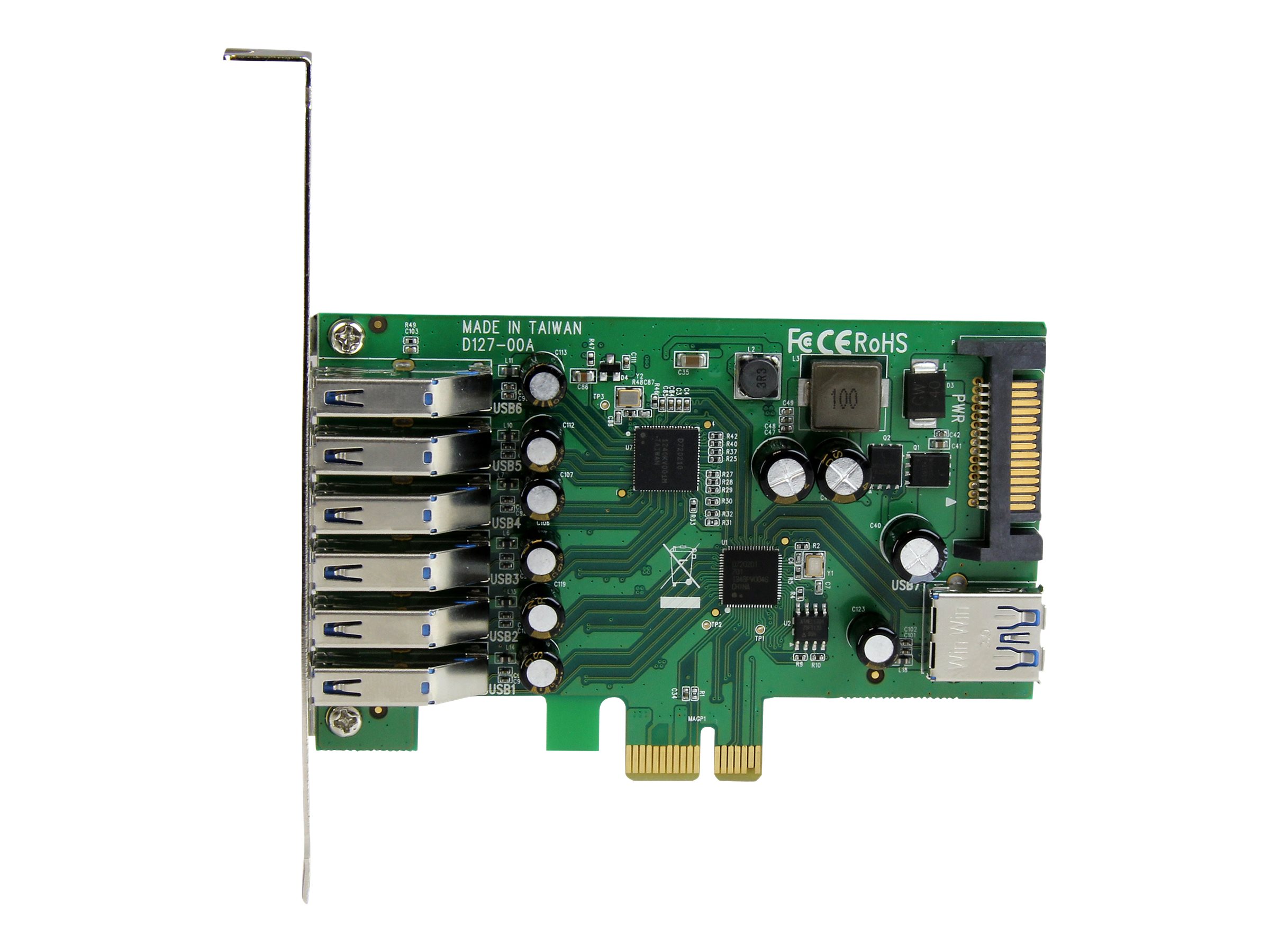StarTech.com 7 Port PCI Express USB 3.0 Karte - PCIe USB 3.0 (Super Speed) Schnittstellenkarte / Controller 6 x Extern und 1 x Intern - USB-Adapter - PCIe 2.0