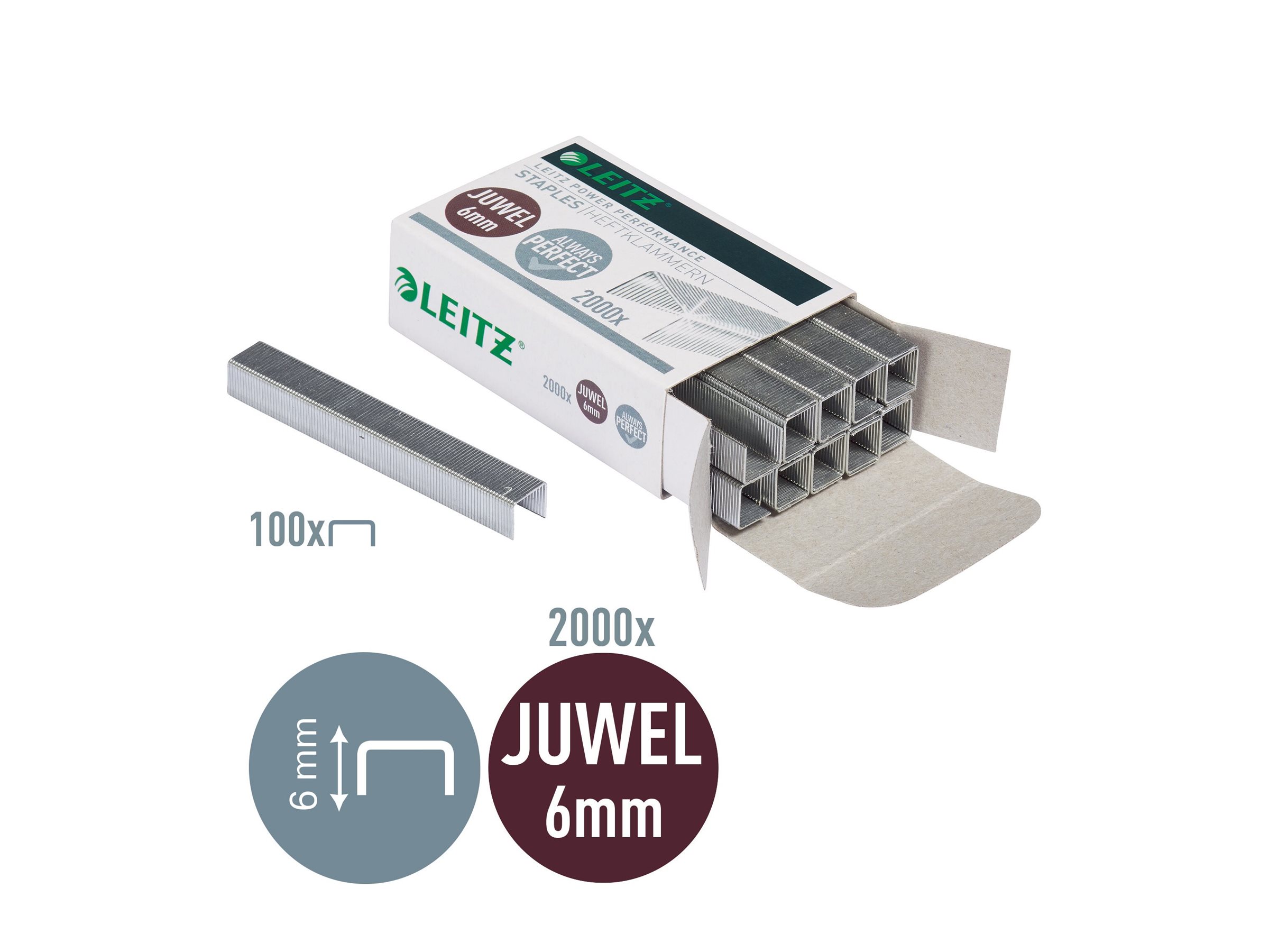2.000 LEITZ Heftklammern Juwel 5642 6 mm