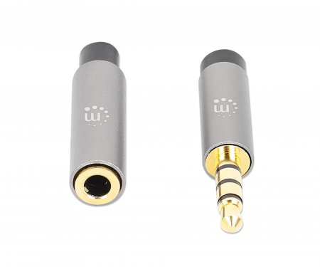 MANHATTAN AudioVerlängerungskabel Aux 3,5mm Klinke Stecker auf Buchse 3m vergoldete Kontakte Slim Design schwarzsilber