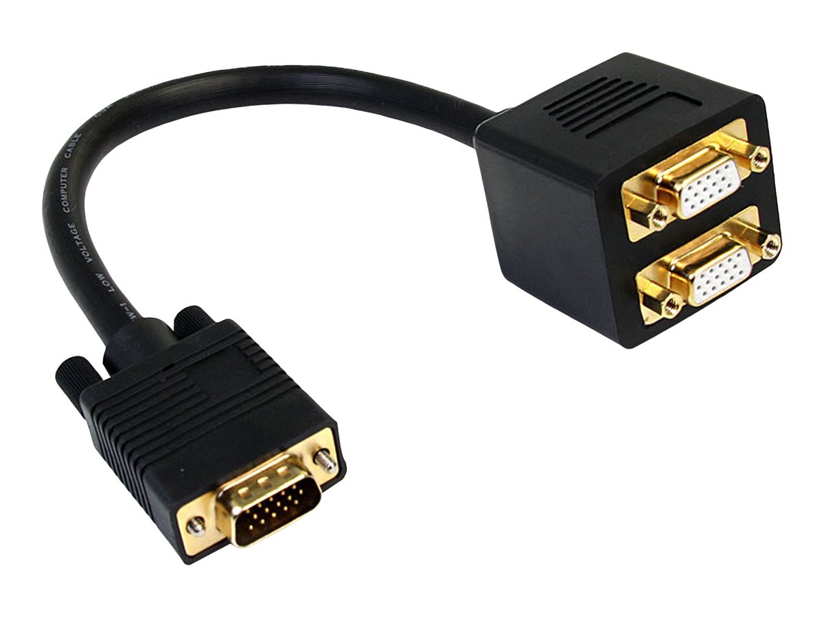 StarTech.com 30cm VGA auf 2x VGA Splitter-Kabel - St/Bu - VGA HD15 Y-Verteiler Stecker/Buchse - Vergoldet - VGA-Splitter - 30 cm