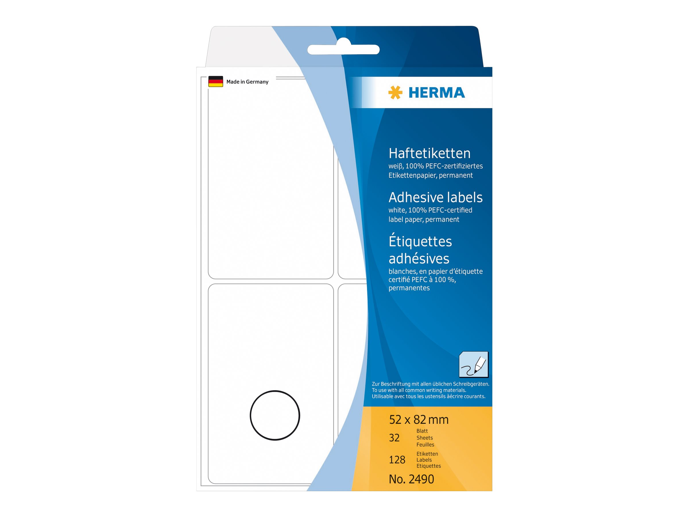 128 HERMA Etiketten 2490 weiss 82,0 x 52,0 mm 128 HERMA Etiketten 2490 weiss 82,0 x 52,0 mm