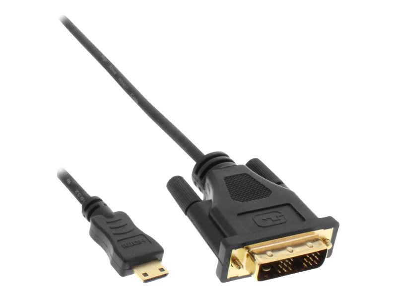 INLINE Mini-HDMI zu DVI Kabel HDMI Stecker C zu DVI 18+1 vergoldete Kontakte  0,5m