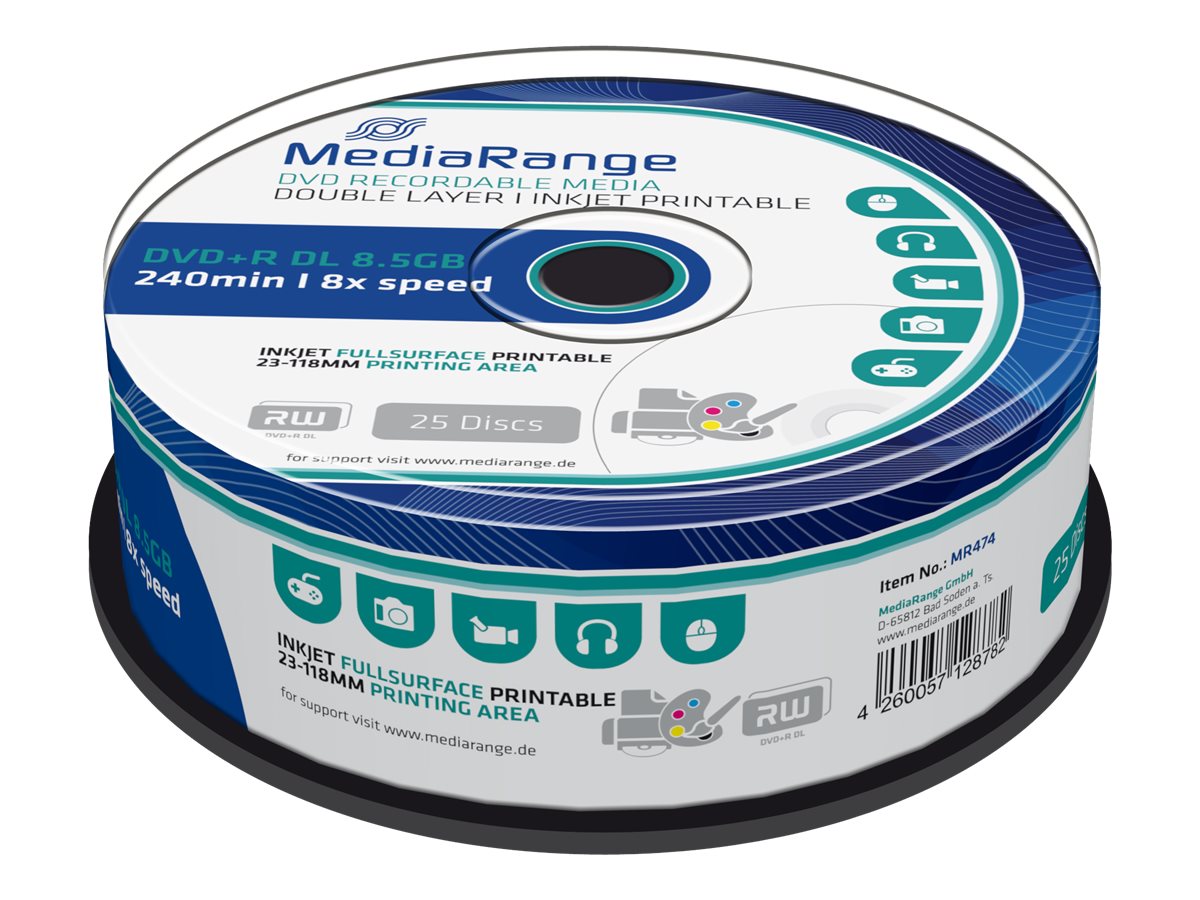 MEDIARANGE DVD+R DL 8.5GB 8X IW( 25) CB