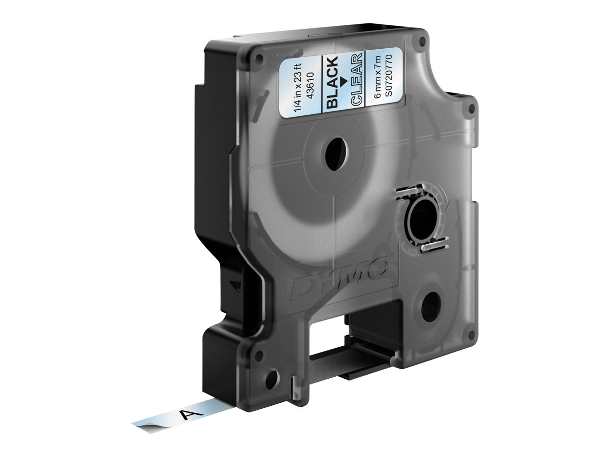 DYMO Schriftband D1 43610 S0720770, 6 mm schwarz auf transparent