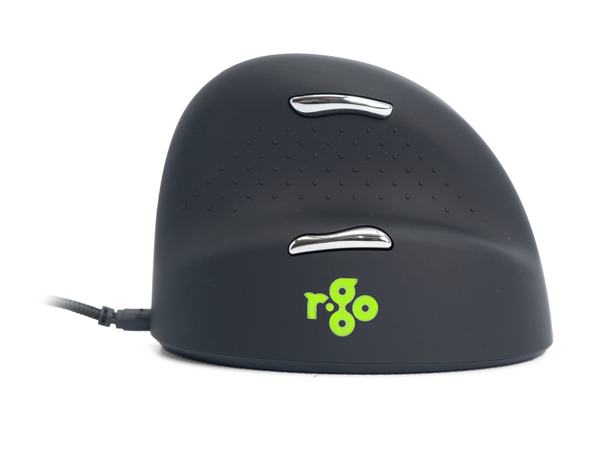 r-go HE Ergo Vertical Mouse Groesse M rechts Maus ergonomisch kabelgebunden schwarz, silber