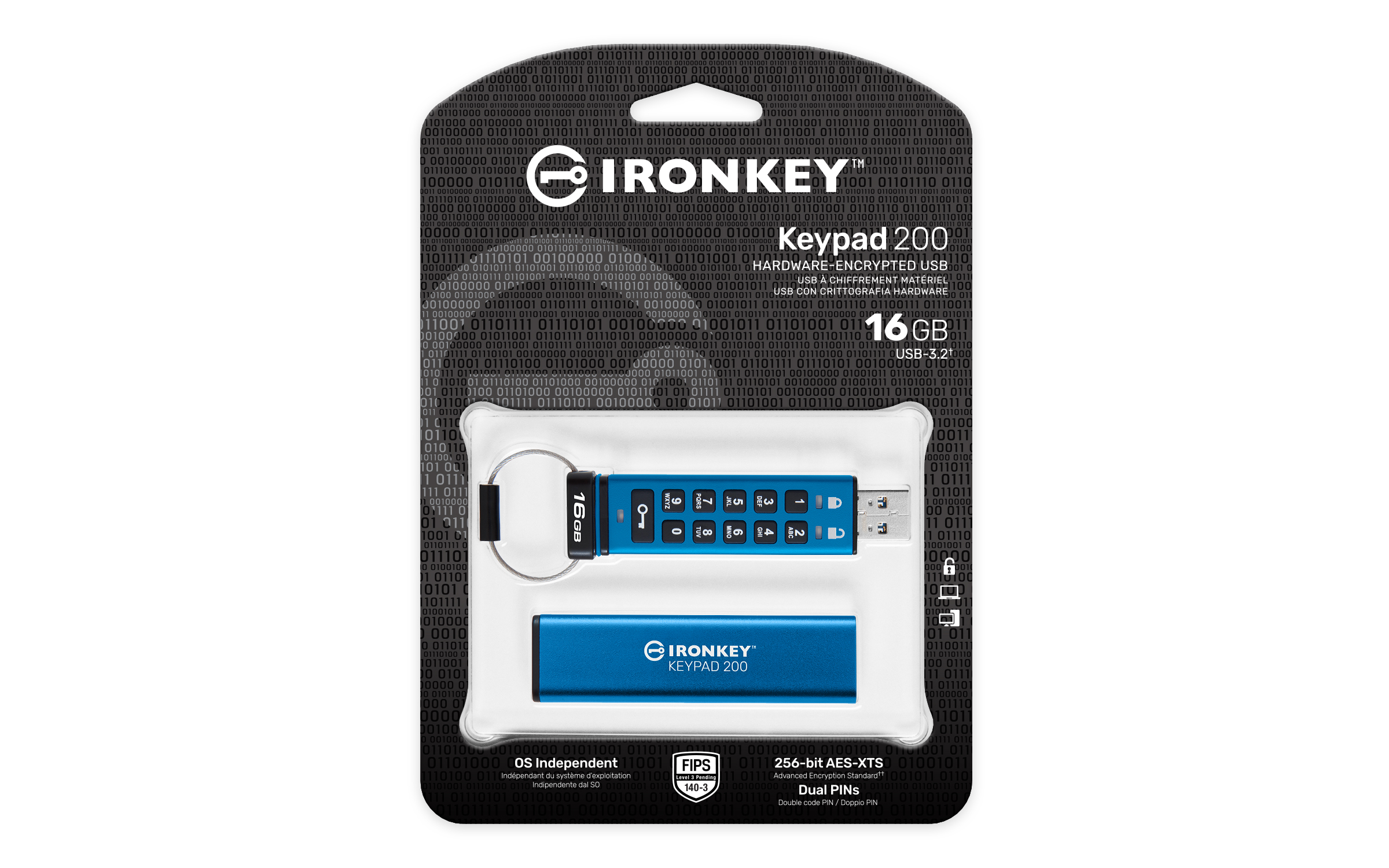 KINGSTON 16GB IronKey Keypad 200 FIPS 1403 Lvl 3 Pending AES256 Encrypted