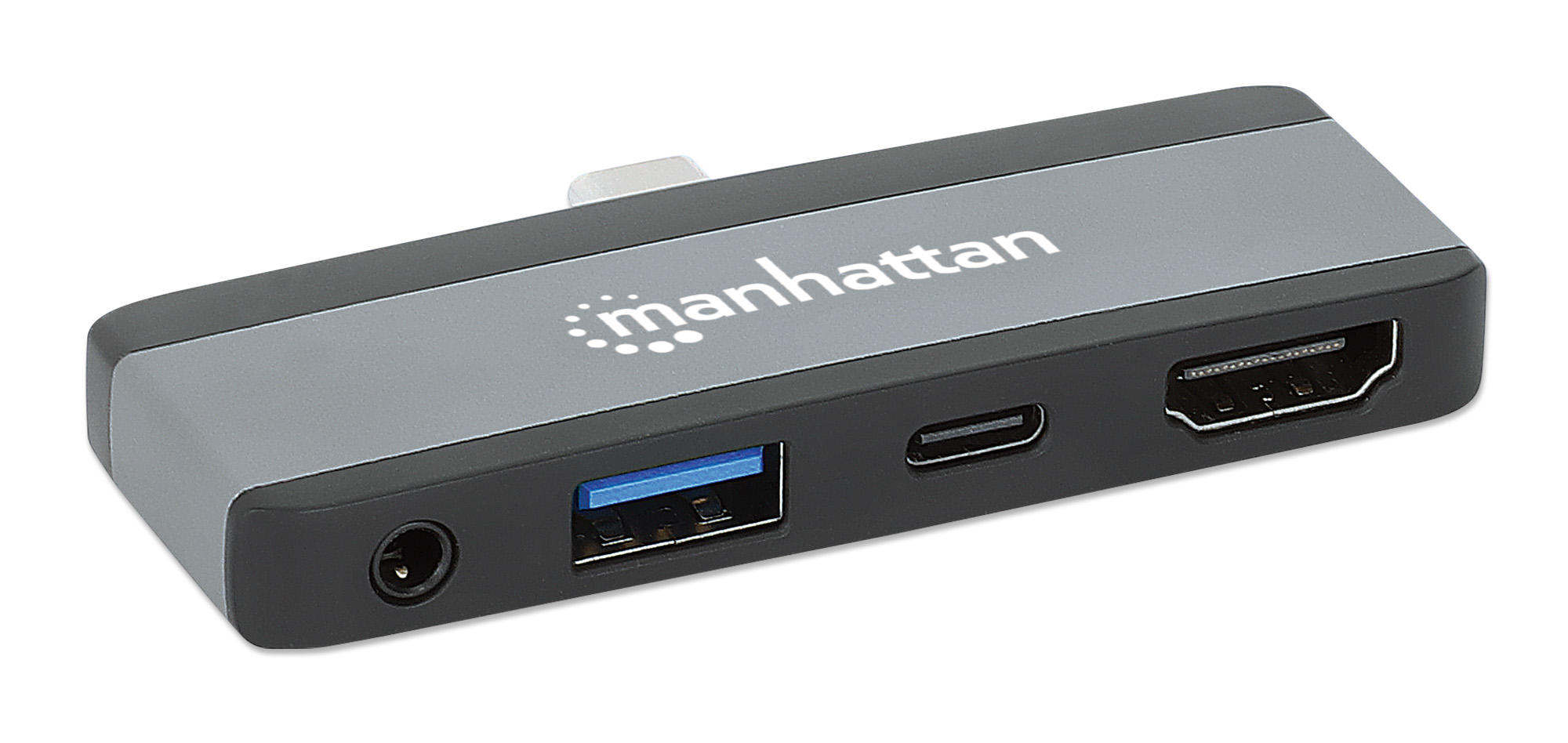 MANHATTAN USBC PD 4in1 Mobile Dockingstation 100W HDMI 4K30Hz USBA 10 Gbits 3,5mm Klinke PassthroughLadeanschluss Aluminium