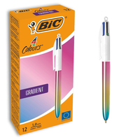 BIC 4-Farben-Kugelschreiber GRADIENT mehrfarbig, Schreibfarbe: schwarz, blau, gruen, rot, 1 St. BIC 4-Farben-Kugelschreiber GRADIENT mehrfarbig, Schreibfarbe: schwarz, blau, gruen, rot, 1 St.
