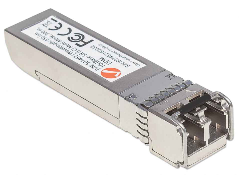 INTELLINET Gigabit SFP MiniGBIC Transceiver 10GBaseSR LC MultiMode Port Reichweite bis zu 300m Wellenlaenge 850nm