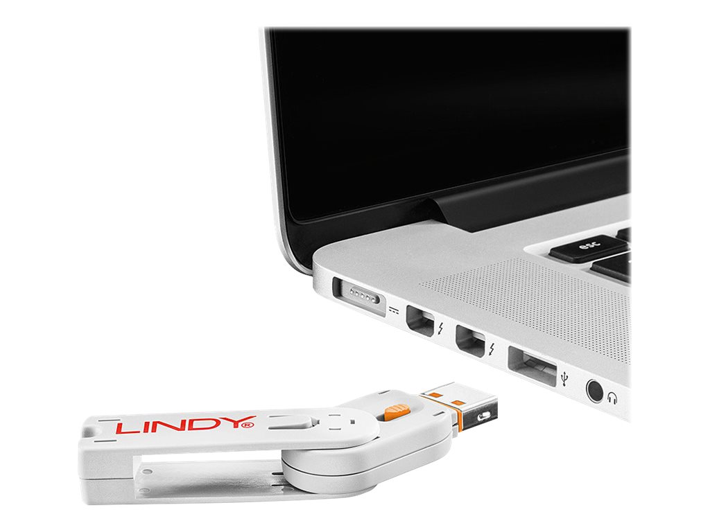 LINDY USB Portschloesser 4xORANGE+Key 4 Schloesser mit 1 Schluessel